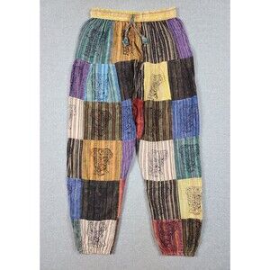 Rising International Pants Womens Small Boho Hippie Elephant Patchwork Pockets